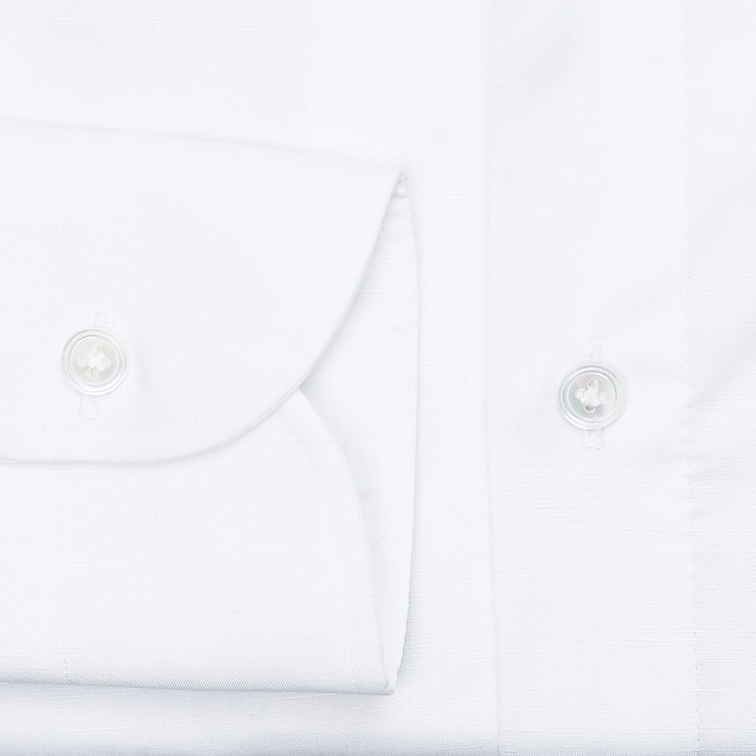 White Cotton Linen Button Down Shirt