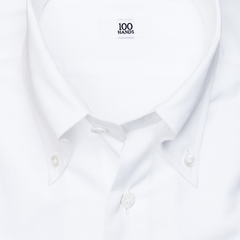 White Cotton Linen Button Down Shirt