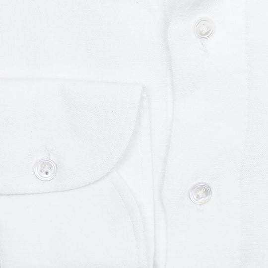 White Linen Hidden Button Down Shirt