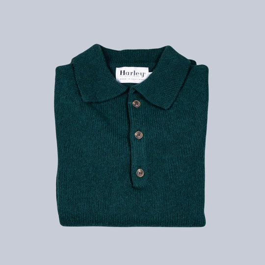 Tartan Green Supersoft Lambswool 3 Button Sweater