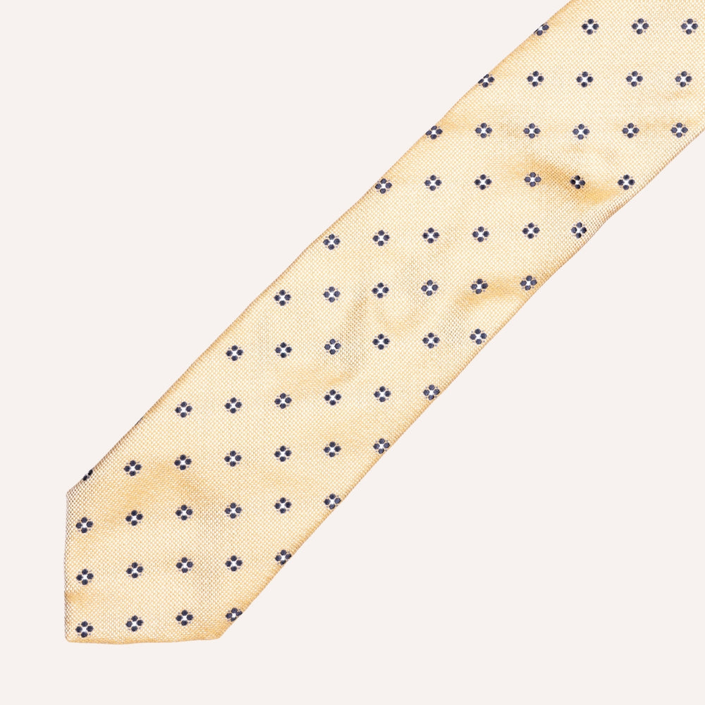 Gold Flower Dot Geometric Pattern Tie