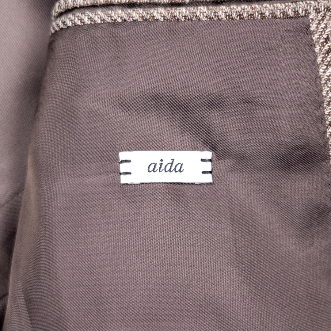 Greige Glencheck Wool Linen Blazer