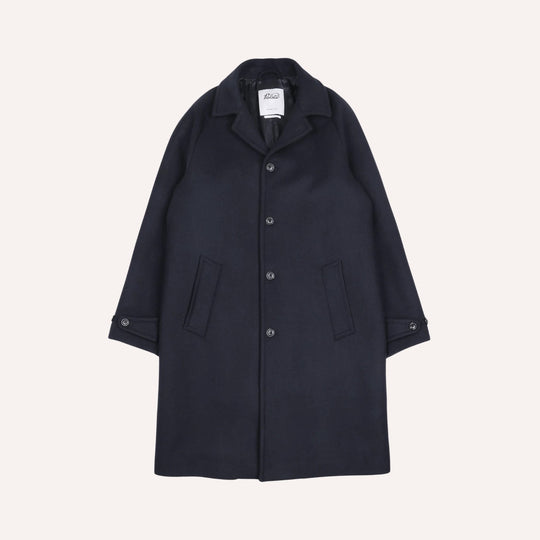 Navy Virgin Wool Raglan Coat