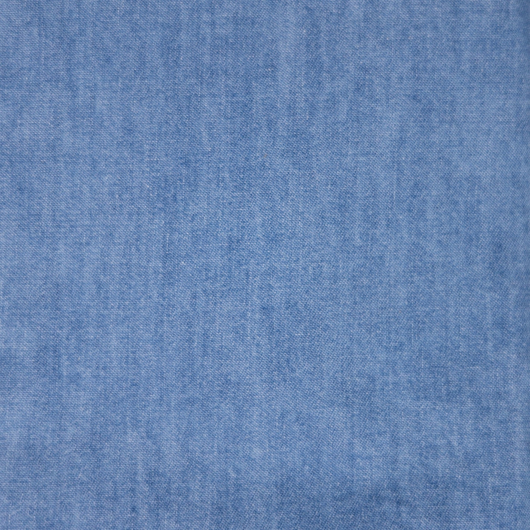 Washed Blue Denim Button Down Shirt - Slim Fit