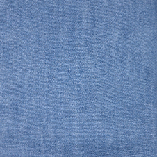 Washed Blue Denim Button Down Shirt - Slim Fit