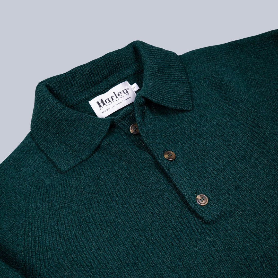 Tartan Green Supersoft Lambswool 3 Button Sweater