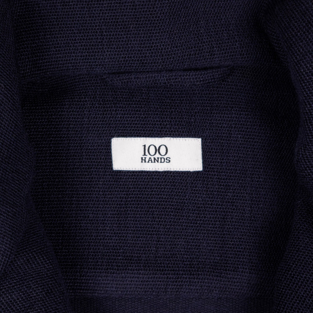 Navy Wool Jersey Mandarin Nehru Jacket