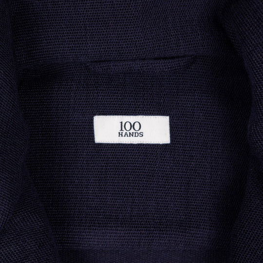 Navy Wool Jersey Mandarin Nehru Jacket