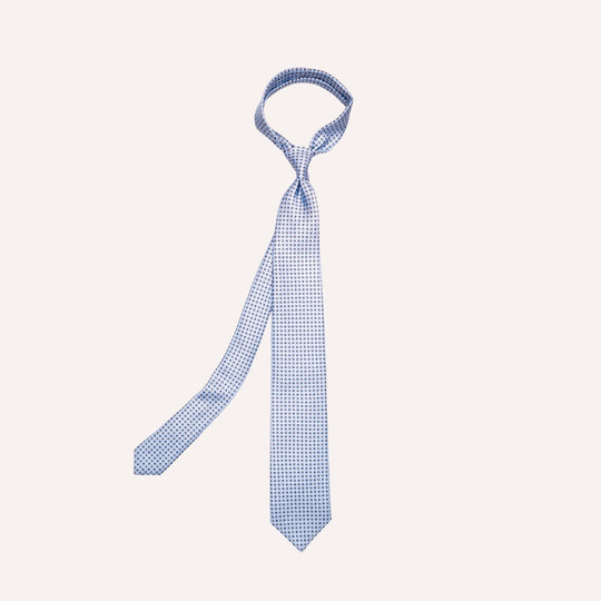 Ice Blue Micro Flower Geometric Pattern Silk Tie