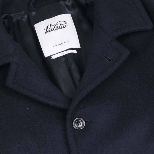 Navy Virgin Wool Raglan Coat