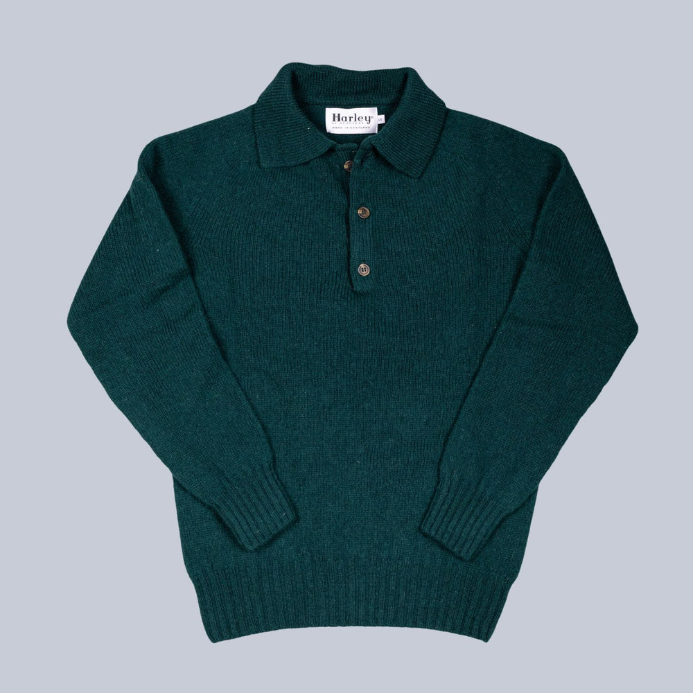Tartan Green Supersoft Lambswool 3 Button Sweater
