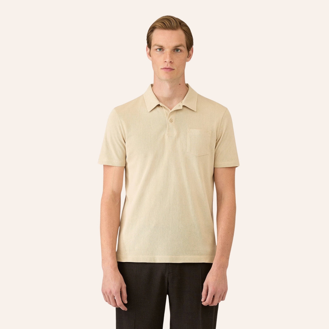 Hazelwood Beige Riviera Short Sleeve Polo Shirt