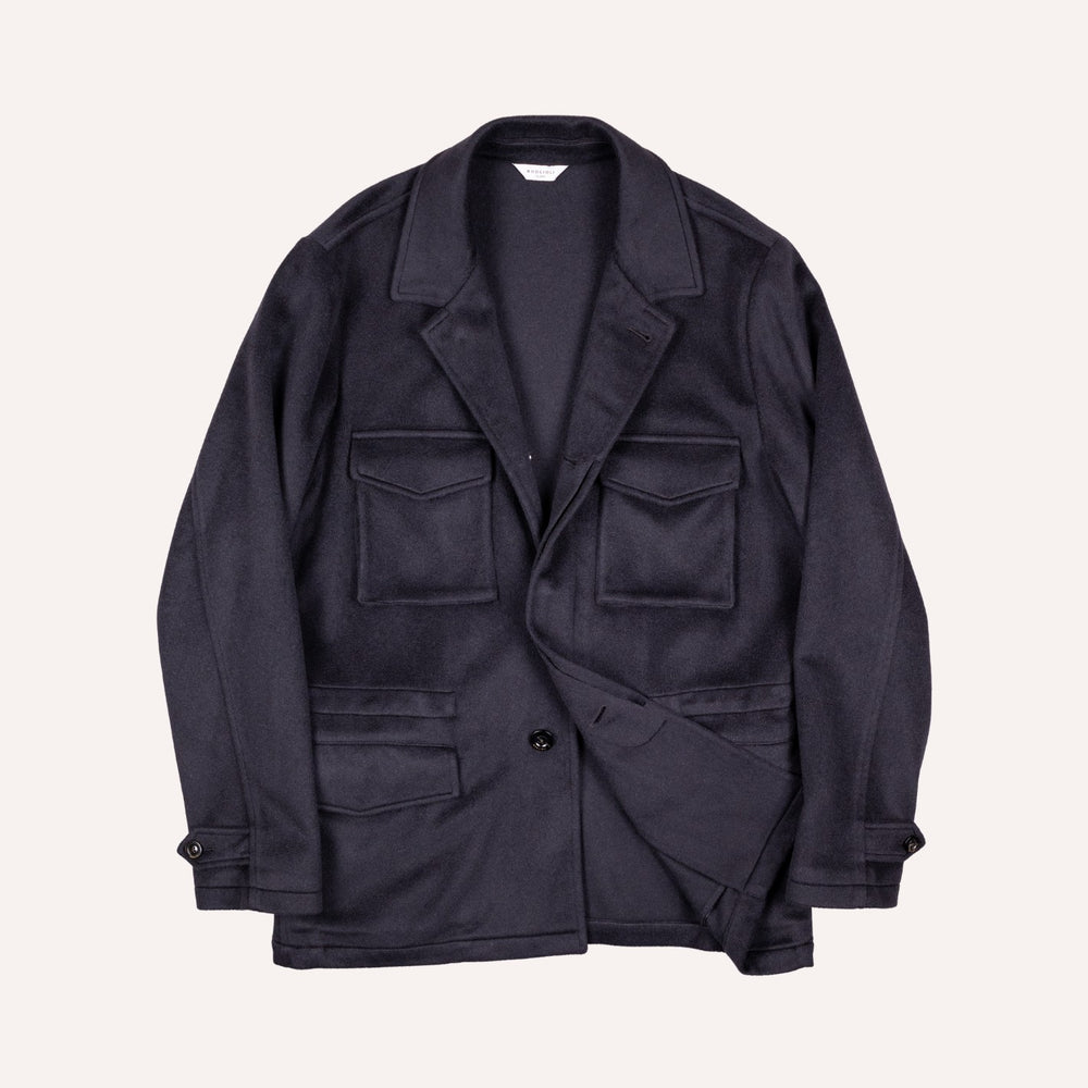 Navy Cashmere Safari Jacket