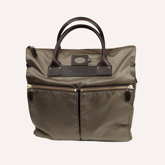 Olive Nylon Canvas Leather Messenger Bag