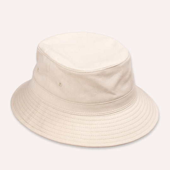 Beige Cotton Bucket Hat