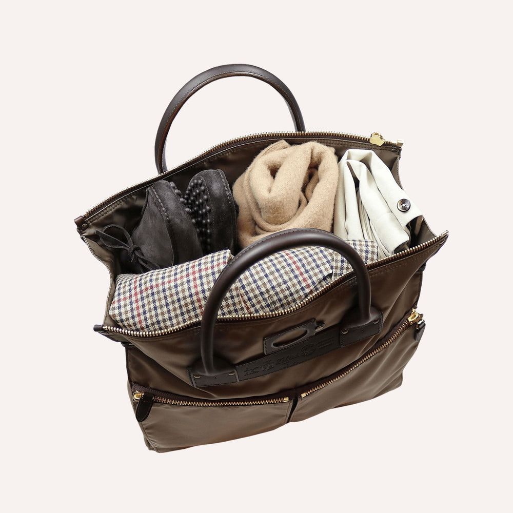 Olive Nylon Canvas Leather Messenger Bag