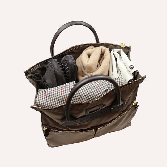Olive Nylon Canvas Leather Messenger Bag