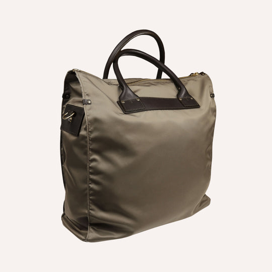 Olive Nylon Canvas Leather Messenger Bag