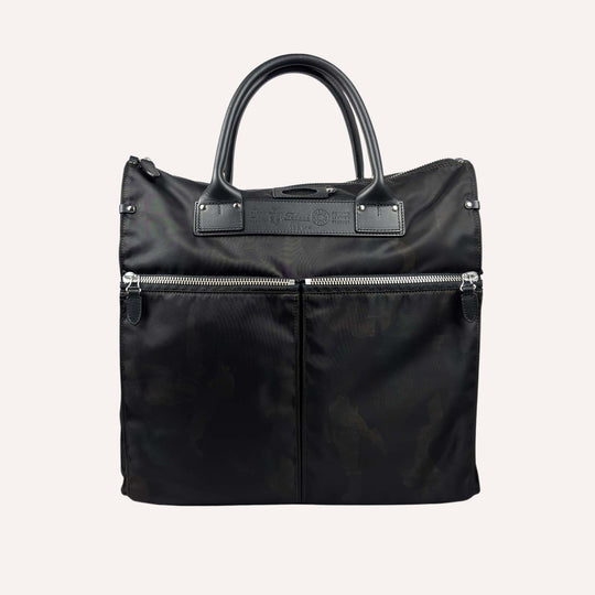Black Brown Camouflage Nylon Canvas Leather Messenger Bag