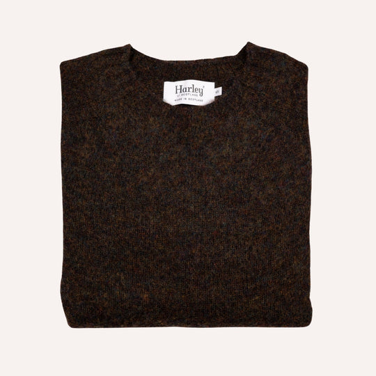 Carob Brown Lambswool Crewneck Sweater