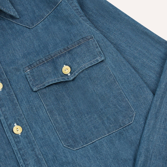 Blue Stone Wash Denim Western Shirt