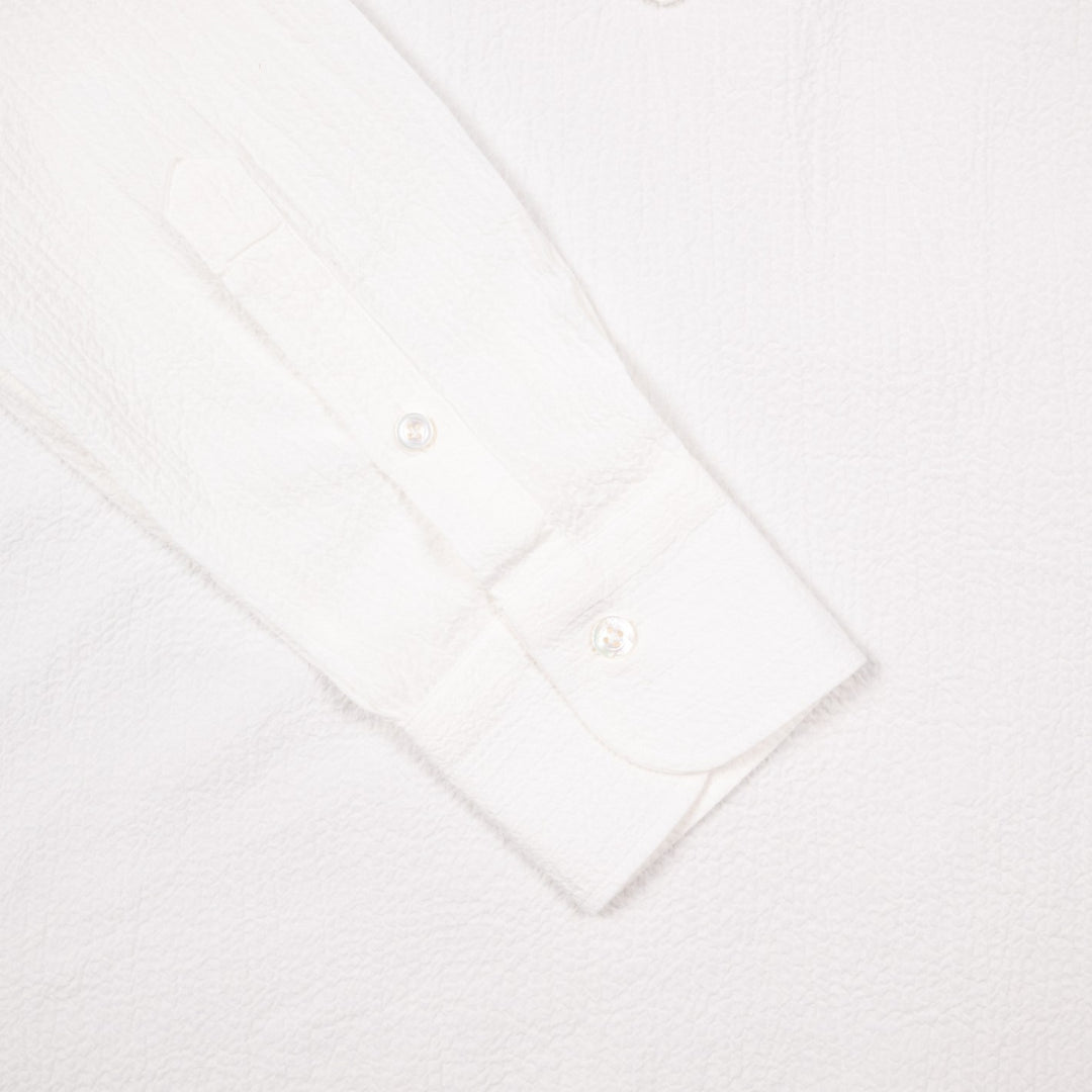 Off White Mandarin Seersucker Popover