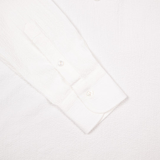 Off White Mandarin Seersucker Popover