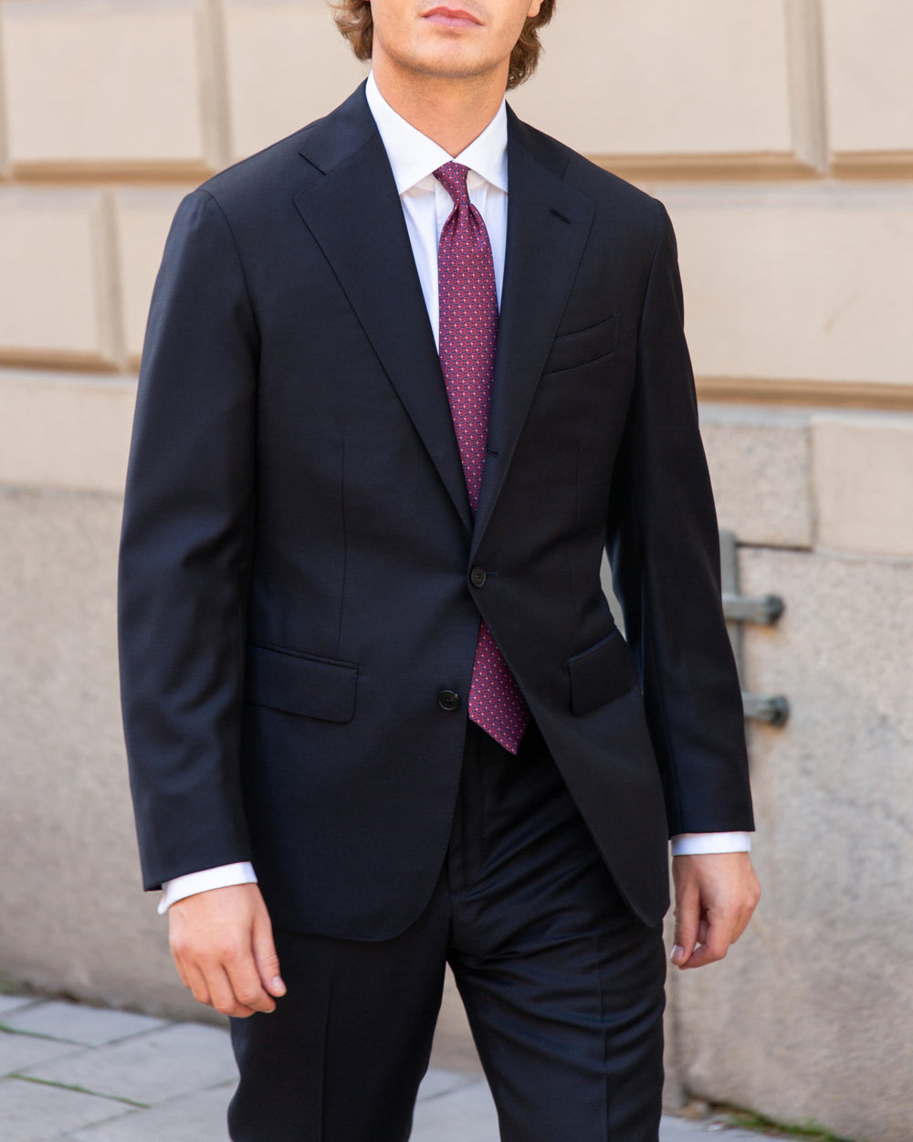 Midnight Blue S130 Twill Wool Suit - Green Line