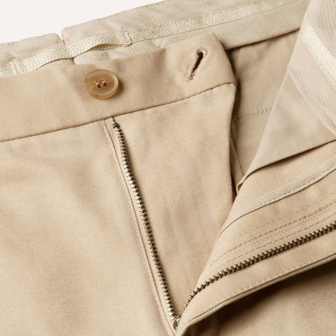 Beige Cotton Chino Trousers