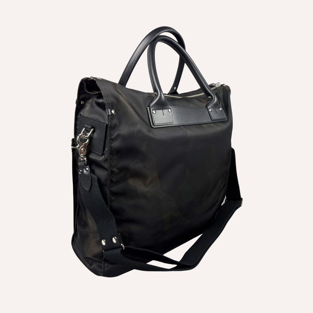 Black Brown Camouflage Nylon Canvas Leather Messenger Bag