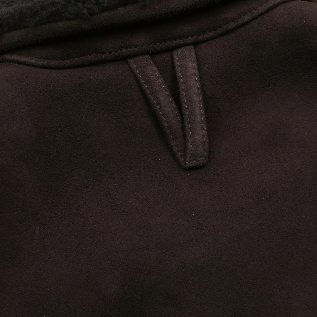 Brown Suede Shearling Zip Jacket