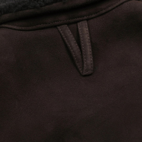 Brown Suede Shearling Zip Jacket