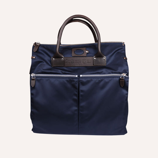Navy Nylon Canvas Leather Messenger Bag