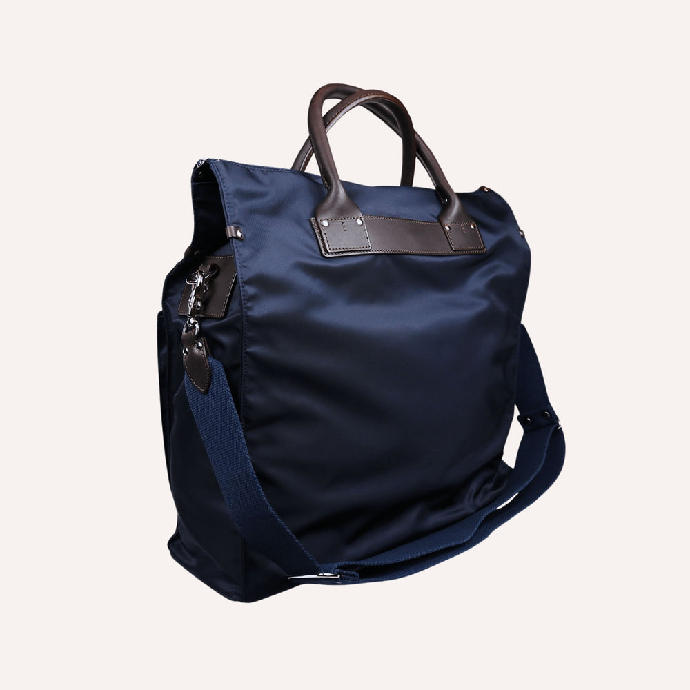 Navy Nylon Canvas Leather Messenger Bag