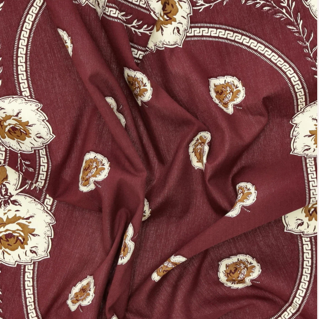 Burgundy & Cream Rose Print Bandana