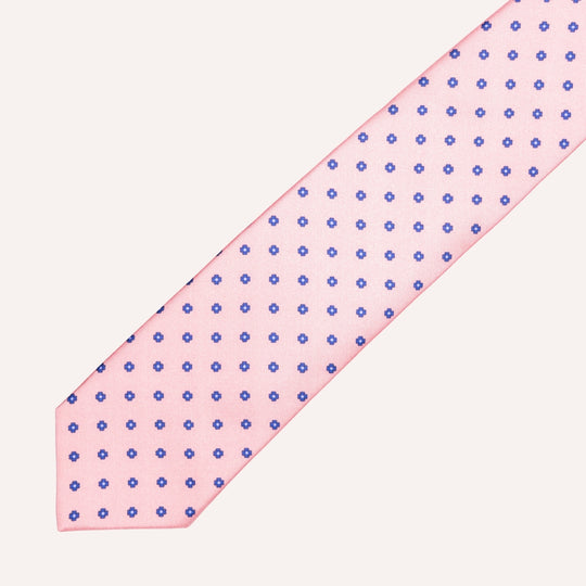 Pink Flower Pattern Silk Tie