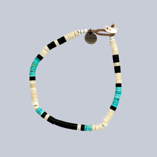 Fossil Jasper Turquoise Heishi Beads Bracelet