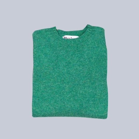 Evergreen Green Supersoft Lambswool Crewneck Sweater