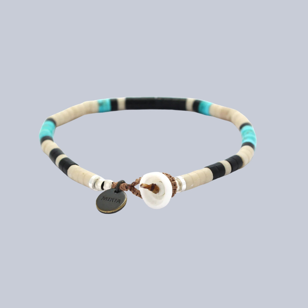Fossil Jasper Turquoise Heishi Beads Bracelet