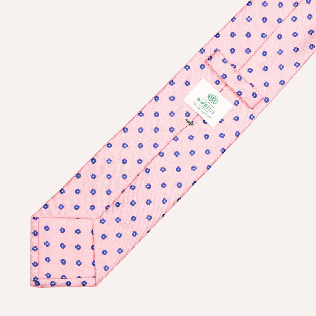 Pink Flower Pattern Silk Tie