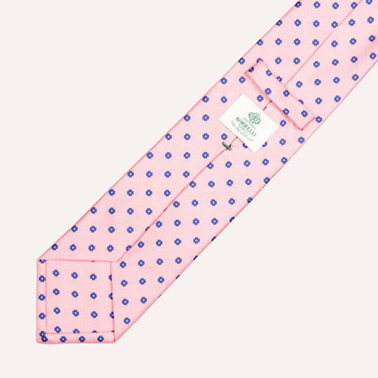 Pink Flower Pattern Silk Tie