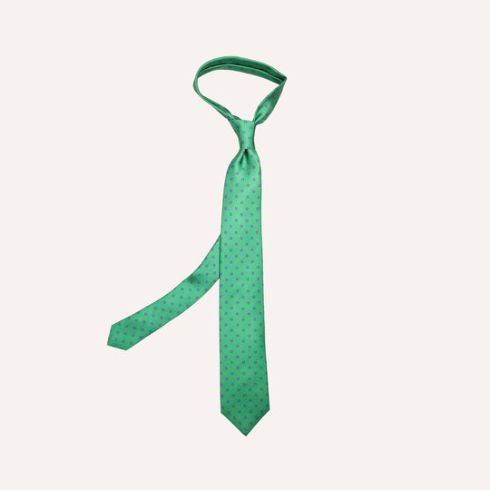 Green Flower Pattern Silk Tie