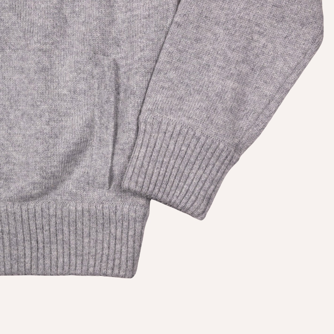 Grey Melange Wool Cashmere Lined Zip Cardigan