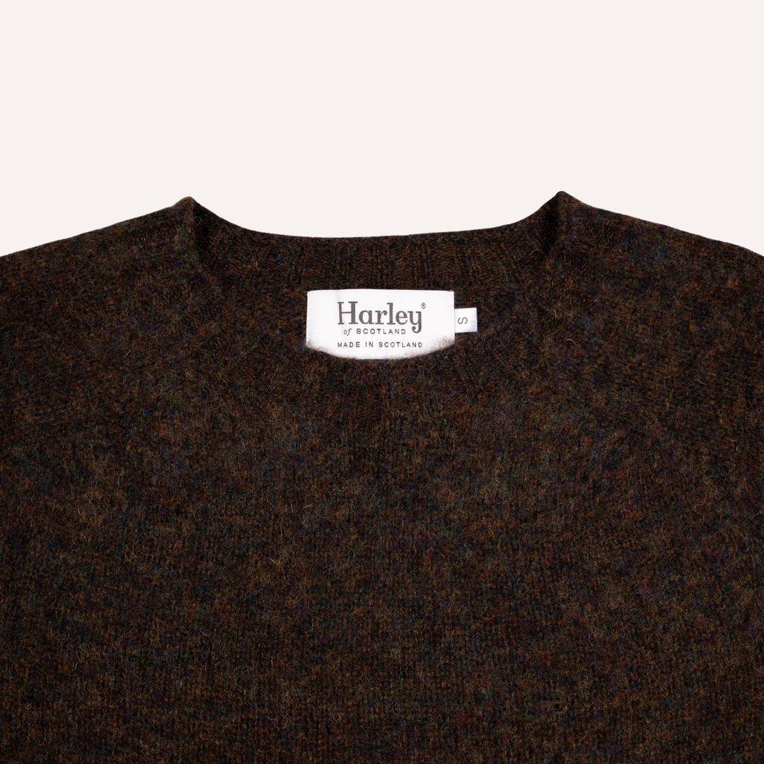 Carob Brown Lambswool Crewneck Sweater
