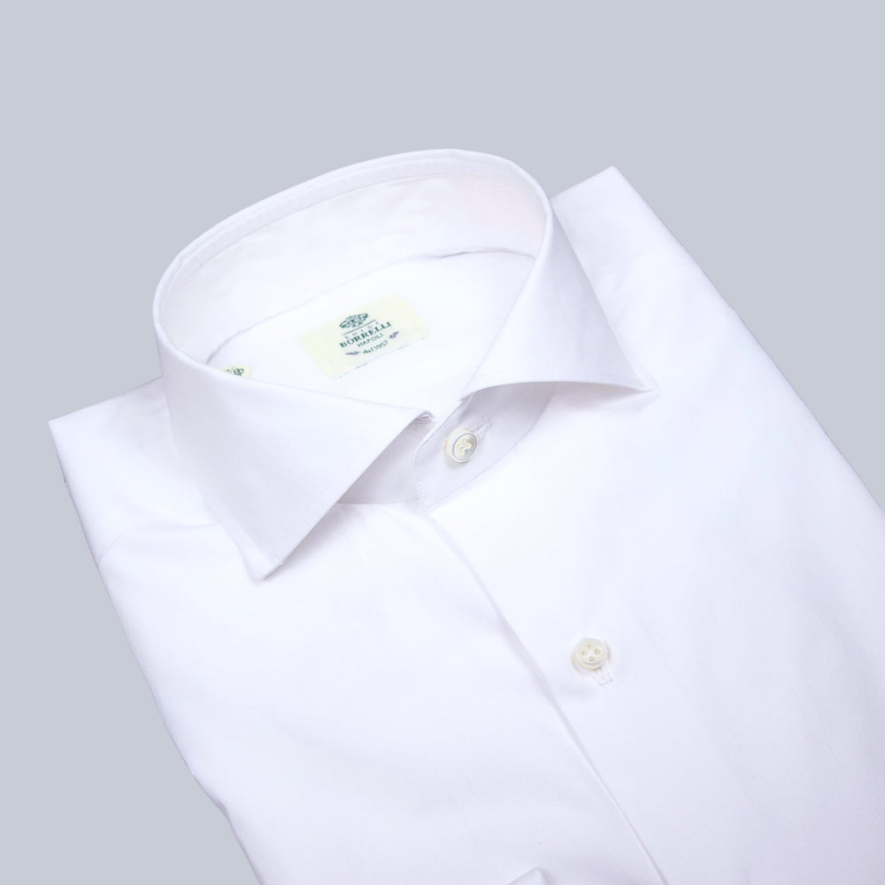 White Cutaway Double Cuff Shirt