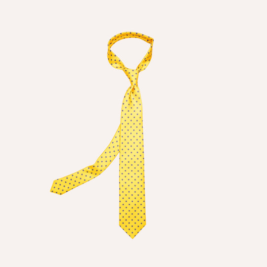Yellow Flower Pattern Silk Tie