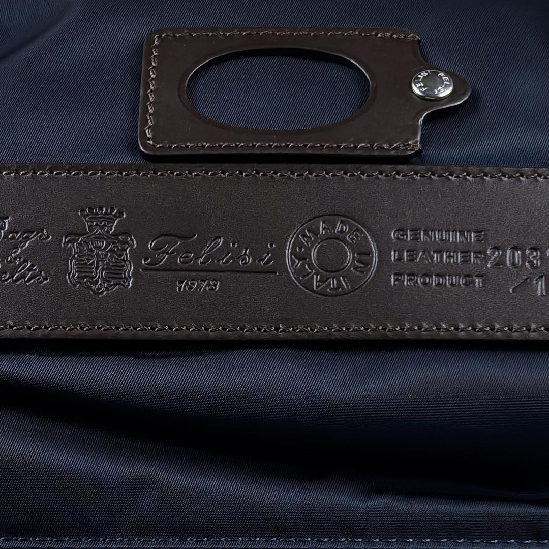 Navy Nylon Canvas Leather Weekend Bag
