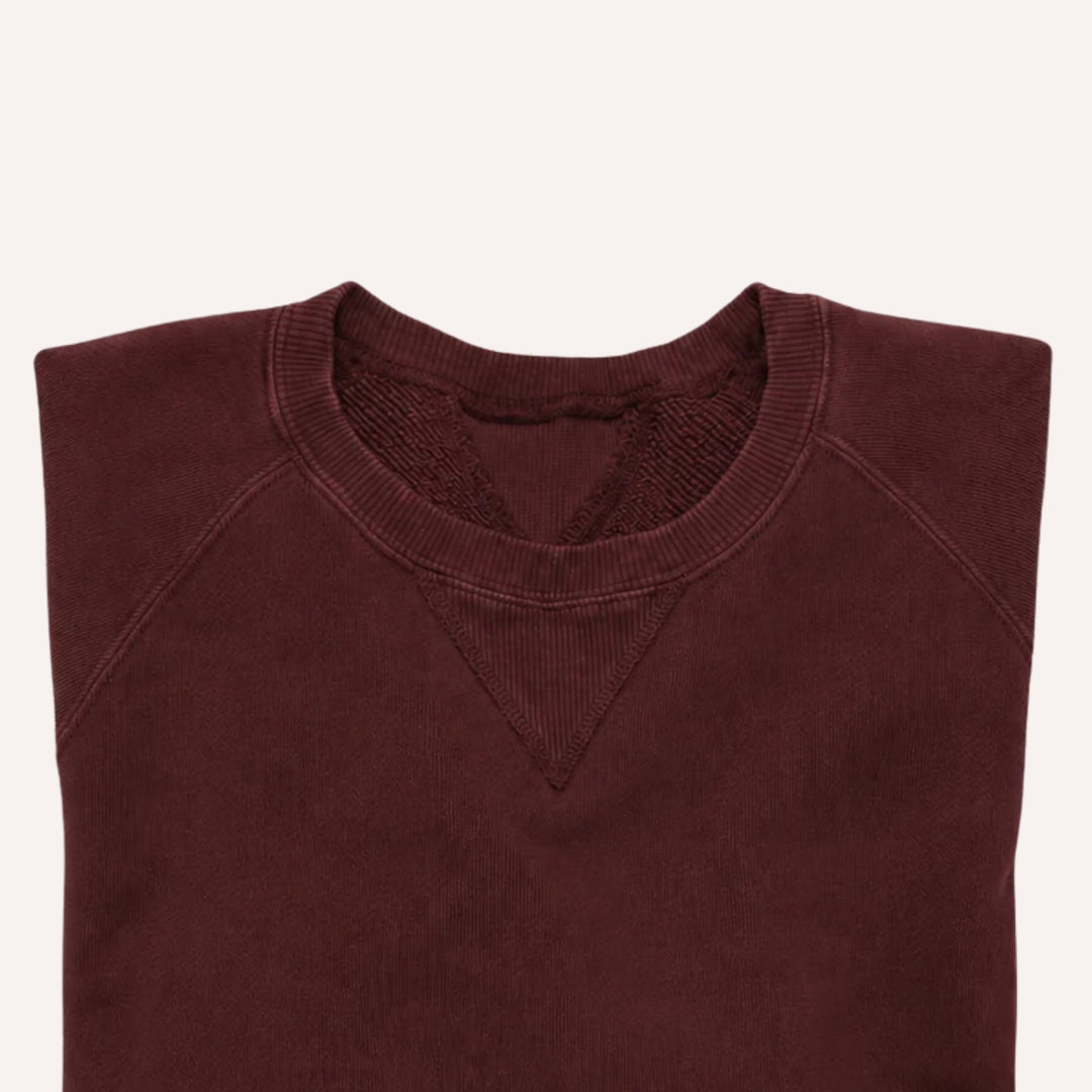 Burgundy Harvard French Terry Crewneck Sweatshirt - Raglan Cut
