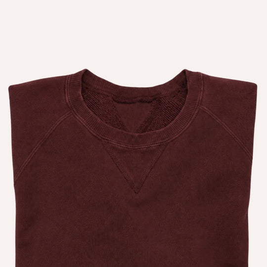 Burgundy Harvard French Terry Crewneck Sweatshirt - Raglan Cut
