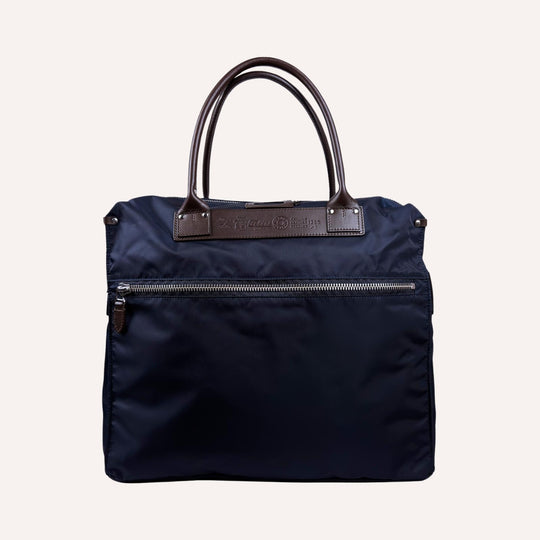 Navy Nylon Canvas Leather Large Briefcase